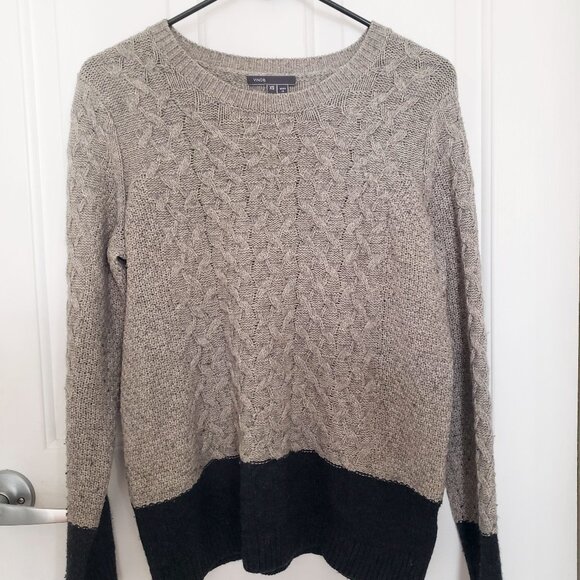 Tan and Black Vince Cable knit Sweater Pullover - Picture 1 of 13